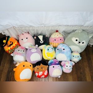 squishmallow lot nwt, 14 squishmallows (1 large, 11 medium, 2 small)